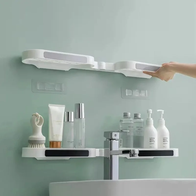  180 Degree Corner Rotating Wall-mounted Bathroom Organizer Storage Rack-000792